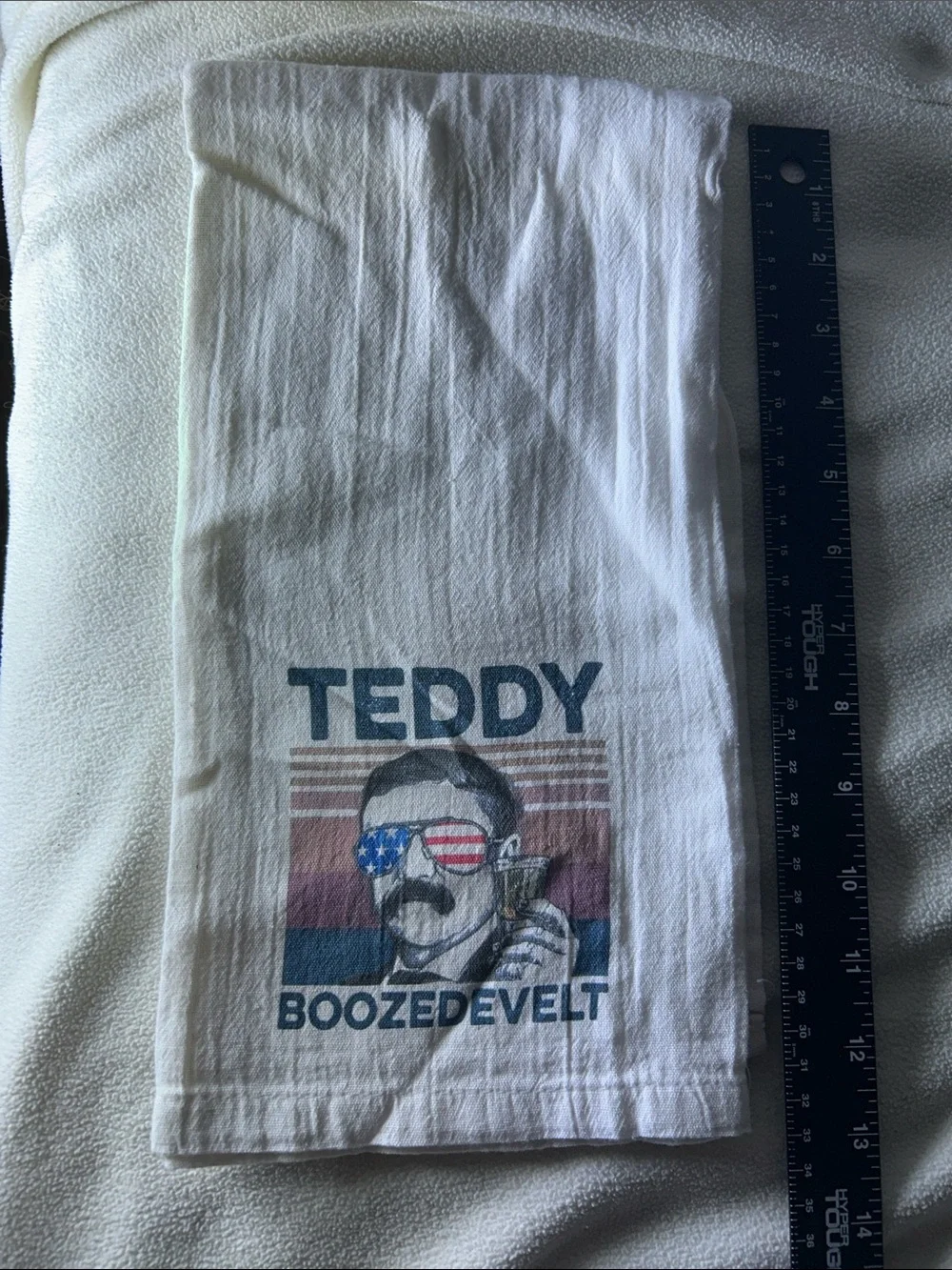 “Teddy Boozedvelt” teddy Roosevelt novelty kitchen towel
